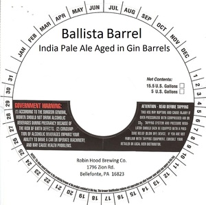 Robin Hood Brewing Co. Ballista Barrel April 2015