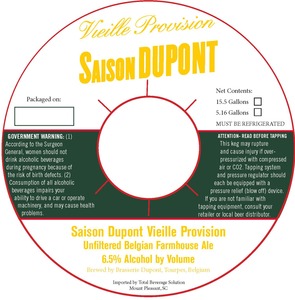 Saison Dupont Vieille Provision April 2015