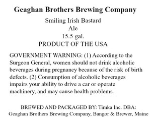 Geaghan Brothers Brewing Company Smiling Irish Bastard April 2015