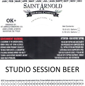 Saint Arnold Brewing Company Studio Session Beer April 2015