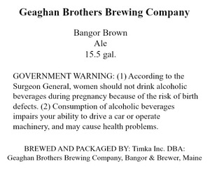Geaghan Brothers Brewing Company Bangor Brown