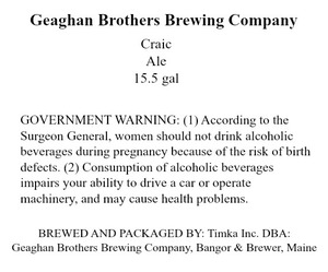 Geaghan Brothers Brewing Company Craic