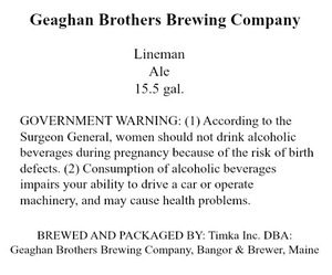 Geaghan Brothers Brewing Company Lineman April 2015