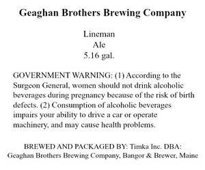 Geaghan Brothers Brewing Company Lineman