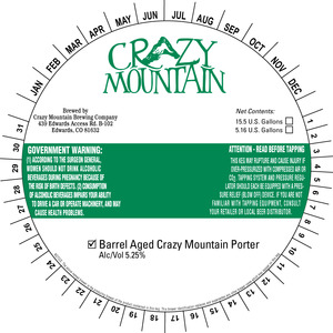 Crazy Mountain Brewing Company Barrel Aged Crazy Mountain April 2015