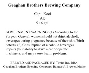 Geaghan Brothers Brewing Company Capt. Kool April 2015