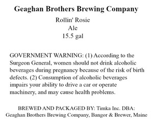 Geaghan Brothers Brewing Company Rollin' Rosie