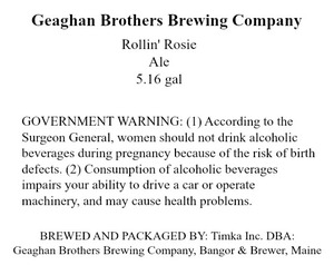 Geaghan Brothers Brewing Company Rollin' Rosie April 2015