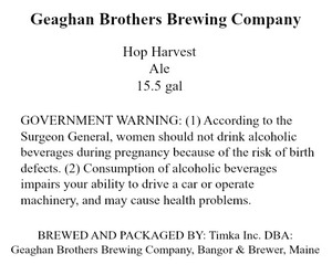 Geaghan Brothers Brewing Company Hop Harvest