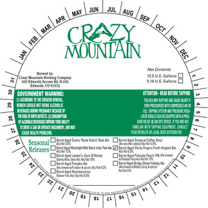 Crazy Mountain Brewing Company Barrel Aged Sticky Fingers April 2015