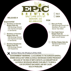 Epic Brewing Berliner Weisse Ale