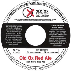 Old Ox Red Ale April 2015