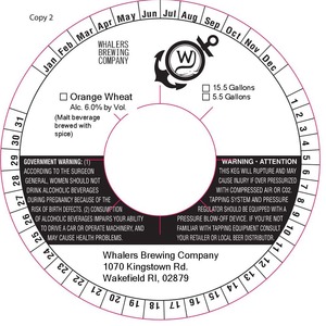 Whalers Brewing Company Orange Wheat April 2015