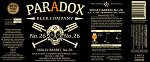 Paradox Beer Company Skully Barrel No. 26 April 2015