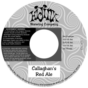 Hijinx Brewing Company Callaghan's Red Ale