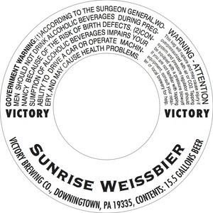 Victory Sunrise Weissbier April 2015