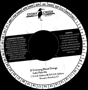 Stony Creek Brewery Crimsang Blood Orange India Pale Ale April 2015
