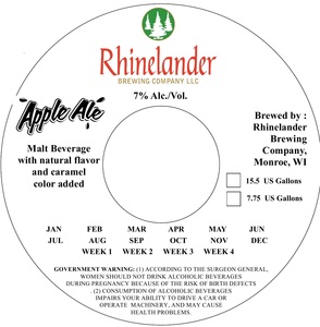 Rhinelander Brewing Company LLC Apple April 2015