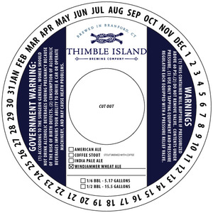 Thimble Island Brewing Company Windjammer Wheat Ale April 2015