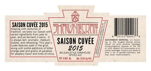 Shawneecraft Saison Cuvee 2015