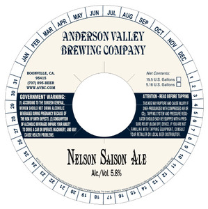 Anderson Valley Brewing Company Nelson Saison April 2015