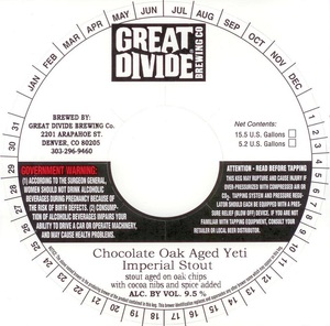 Great Divide Brewing Company Chocolate Oak Aged Yeti