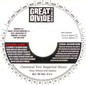 Great Divide Brewing Company Oatmeal Yeti