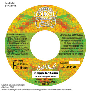 Council Brewing Co. Beatitude Pineapple Tart Saison May 2015