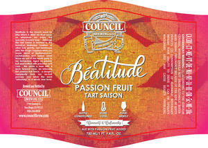 Council Brewing Co. Beatitude Passion Fruit Tart Saison