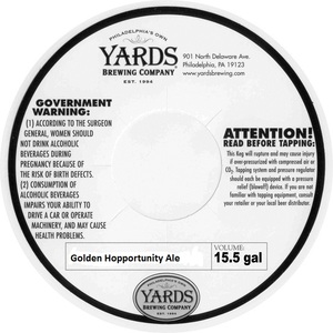 Yards Brewing Company Golden Hopportunity Ale May 2015