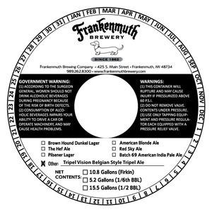 Frankenmuth Tripel Vision Belgian Style Tripel May 2015