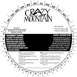 Crazy Mountain Brewing Company Barrel Aged Horseshoes And Hand Grenades May 2015