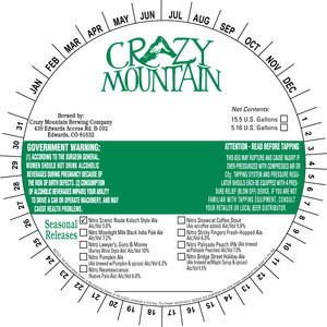 Crazy Mountain Brewing Company Nitro Scenic Route May 2015