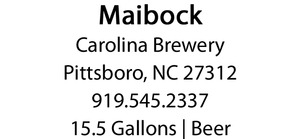 Carolina Brewery Maibock May 2015