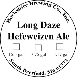 Berkshire Brewing Company Long Daze Hefeweizen May 2015