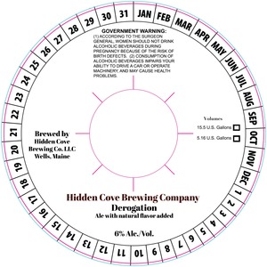 Hidden Cove Brewing Co. Derogation