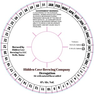 Hidden Cove Brewing Co. Derogation May 2015