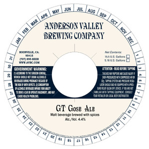 Anderson Valley Brewing Company Gt Gose May 2015