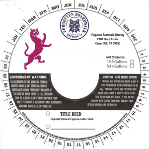 Title Deed Imperial Oatmeal Espresso Stout May 2015