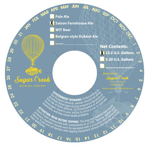 Sugar Creek Brewing Company Saison Farmhouse Ale May 2015