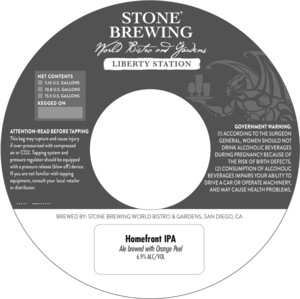 Stone Brewing World Bistro Gardens Homefront IPA