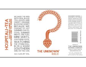 The Unknown Brewing Company Hospitalitea June 2015