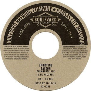 Boulevard Brewing Company Sporting Saison May 2015