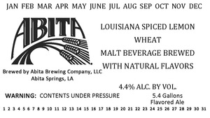 Abita Louisiana Spiced Lemon Wheat May 2015