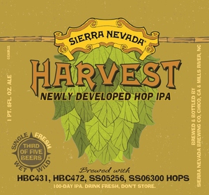 Sierra Nevada Harvest Newly Developed Hop IPA May 2015