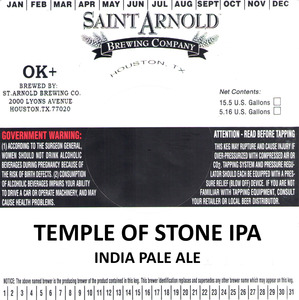 Saint Arnold Brewing Company Temple Of Stone IPA