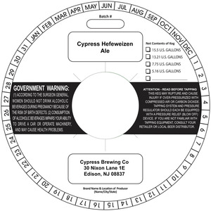 Cypress Hefeweizen June 2015