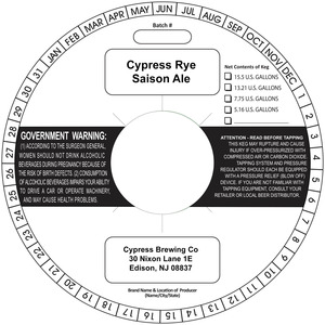 Cypress Rye Saison 