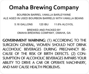 Omaha Brewing Company Bourbon Barrel Vanilla Barleywine June 2015