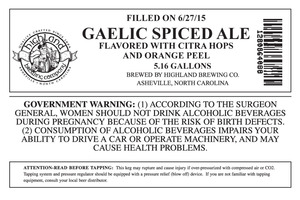 Highland Brewing Co. Gaelic Spiced June 2015